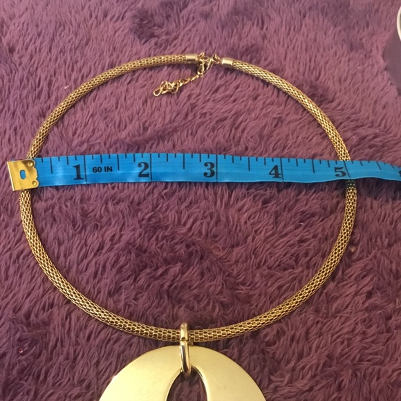 Beautiful New Large Gold High Polished Round Disk Adjustable Necklace - Picture 7 of 8